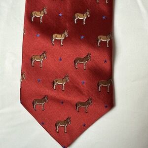 Democratic Donkey Men's Silk Neck Tie Political Democrat Tango Red Necktie